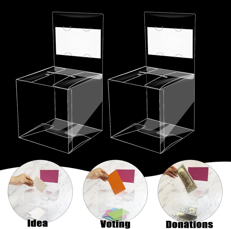 Ysglory 20 Pack Clear Raffle Ticket Box Suggestion Voting Box with Slot Donation Ballot Boxes for Collecting Business Card Voting Contest, 6 x 6 x 6 Inches (Clear) - Image 3